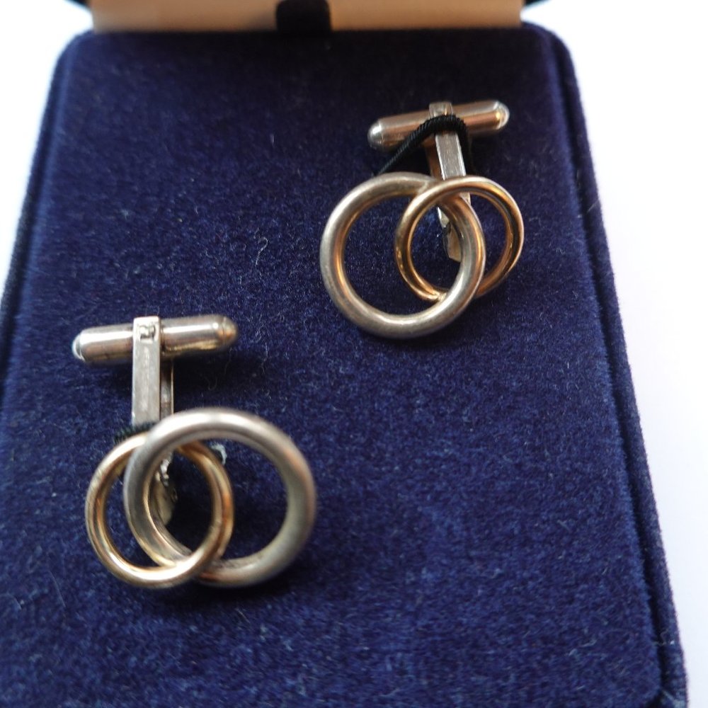 W.E.H. Sterling Silver and Gold Cufflinks
